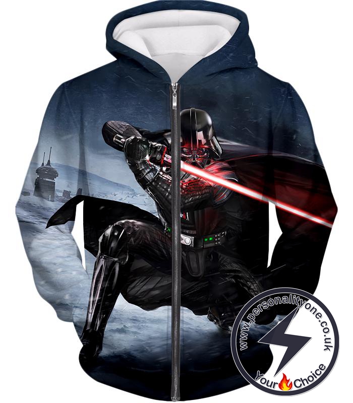 Star Wars Awesome Animated Darth Vader Action Graphic Zip Up Hoodie